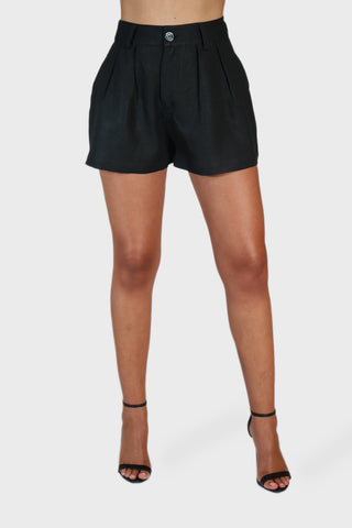 Double Pleated Linen Shorts