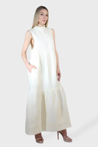 Frayed Maxi Linen Dress