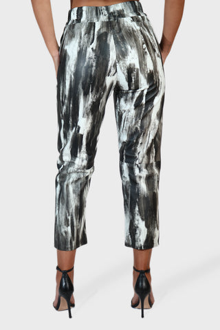 Drawstring Cropped Leather Pants