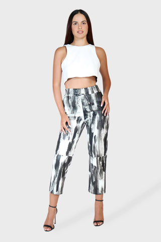 Drawstring Cropped Leather Pants