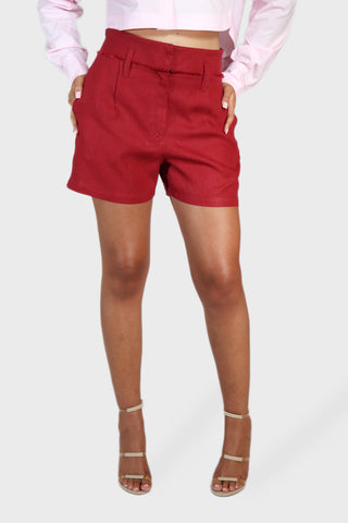 Single Pleated Linen Shorts
