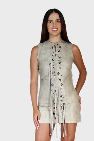 Tank Laced Leather Dress