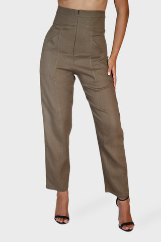 Ultra High Rise Tapered Linen Pants