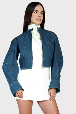 Balloon Sleeve Denim Jacket