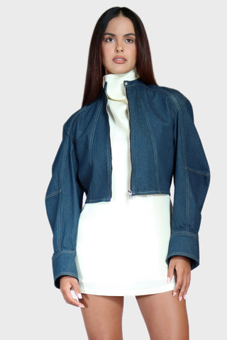 Balloon Sleeve Denim Jacket