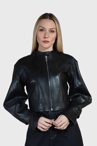 Balloon Sleeve Leather Jacket