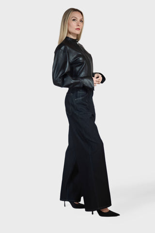 Balloon Sleeve Leather Jacket