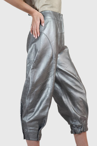 Barrel Jogger Cropped Leather Pants