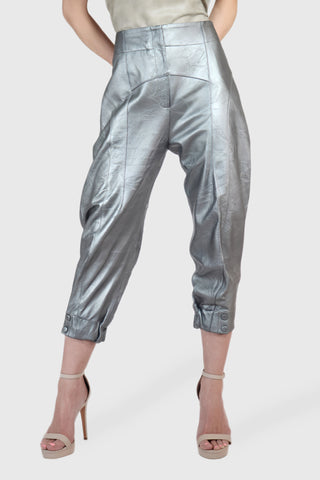 Barrel Jogger Cropped Leather Pants