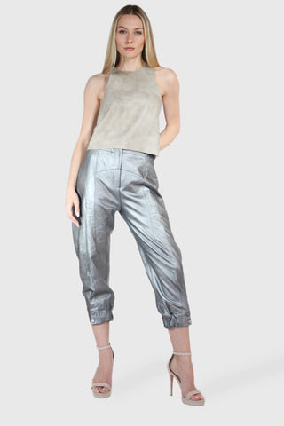 Barrel Jogger Cropped Leather Pants
