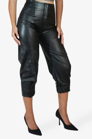 Barrel Jogger Cropped Leather Pants