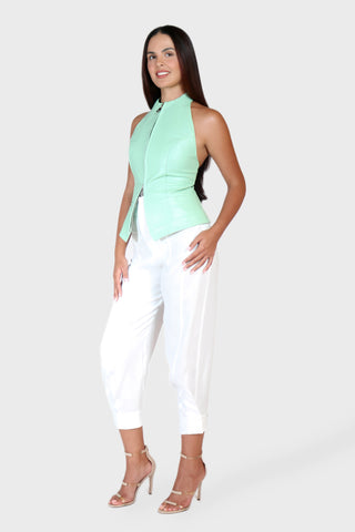 Barrel Jogger Cropped Linen Pants