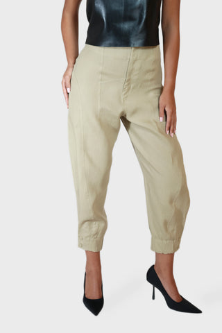 Barrel Jogger Cropped Linen Pants