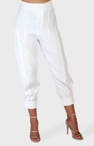 Barrel Jogger Cropped Linen Pants