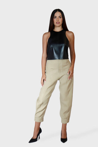 Barrel Jogger Cropped Linen Pants