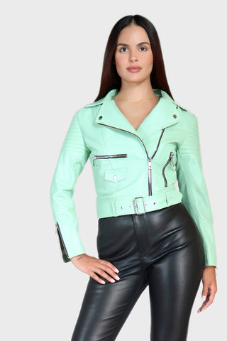 Biker Moto Belted Leather Jacket