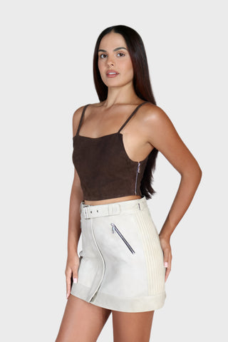 Cropped Leather Strap Top