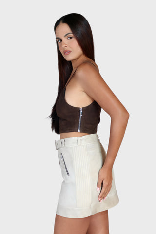 Cropped Leather Strap Top