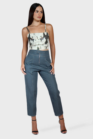 Cropped Leather Strap Top