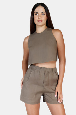Cross Back Linen Top