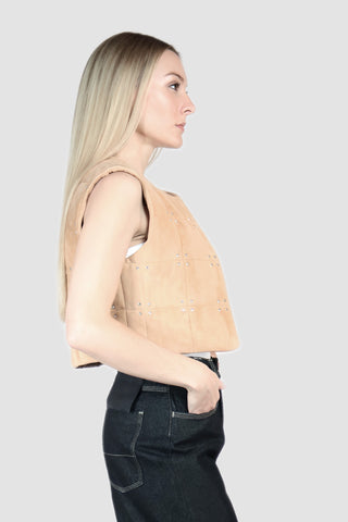 Crystal Studded Leather Vest
