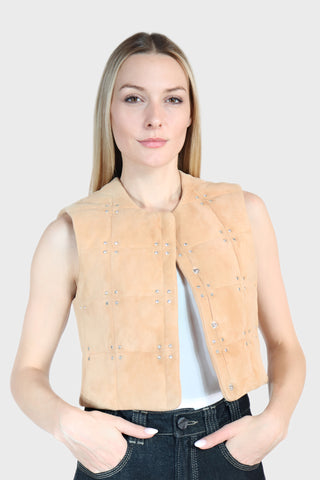 Crystal Studded Leather Vest