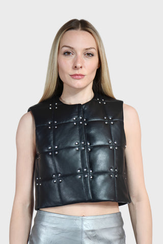 Crystal Studded Leather Vest
