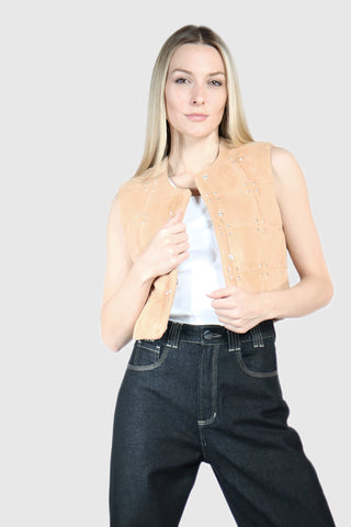 Crystal Studded Leather Vest