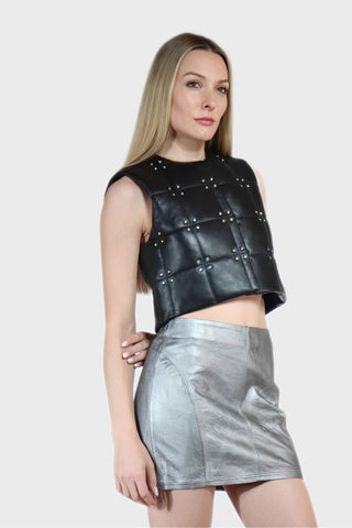 Crystal Studded Leather Vest