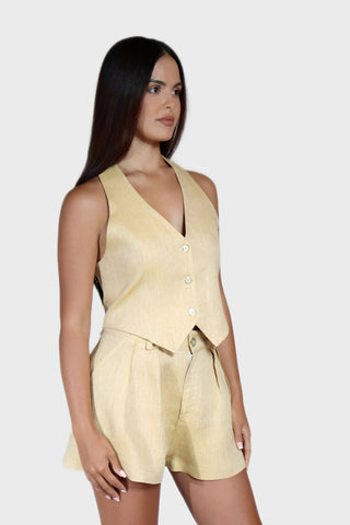 Double Pleated Linen Shorts