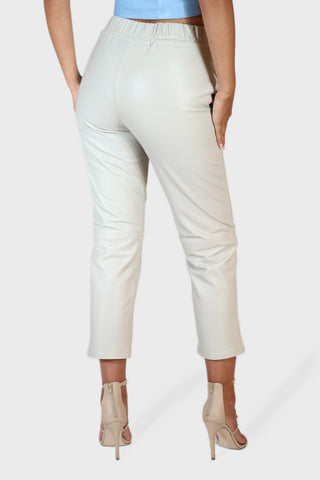 Drawstring Cropped Leather Pants