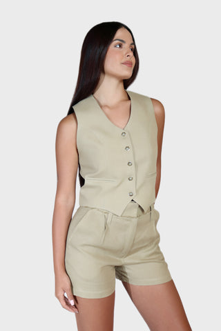 Fitted Linen Vest