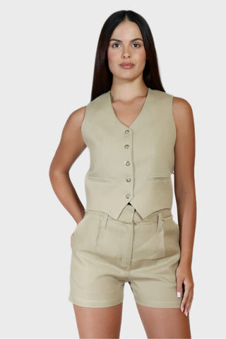 Fitted Linen Vest