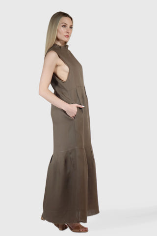 Frayed Linen Maxi Dress