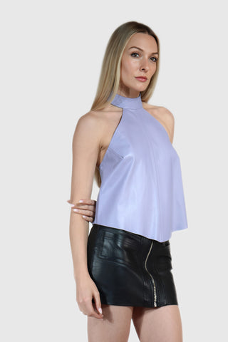 Front Zip Mini Leather Skirt