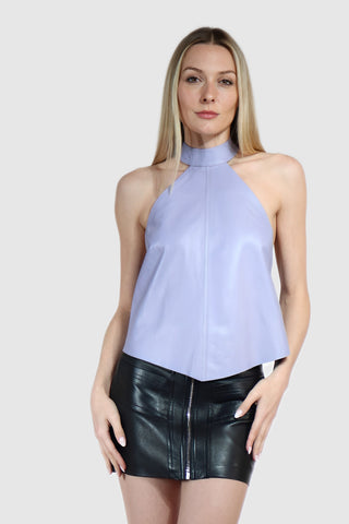 Front Zip Mini Leather Skirt