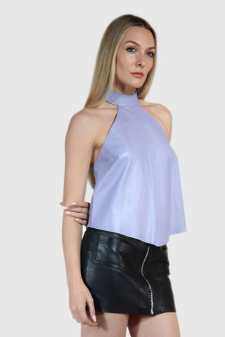 Halter Tie Back Leather Top