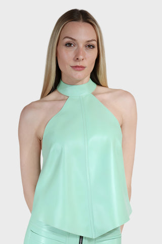 Halter Tie Back Leather Top