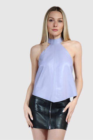 Halter Tie Back Leather Top