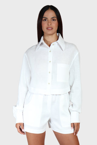 High Low Oversized Linen Shirt