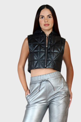 Hooded Leather Vest