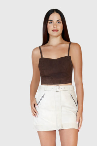 Moto Belted Mini Leather Skirt