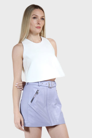 Moto Belted Mini Leather Skirt