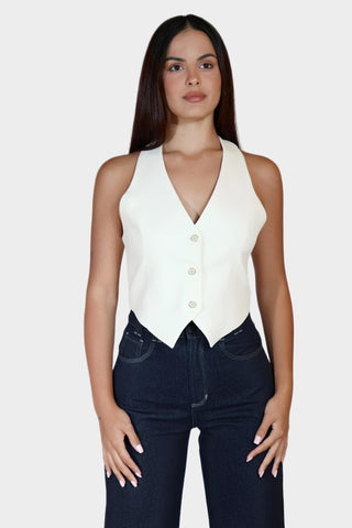 Open Back Linen Vest