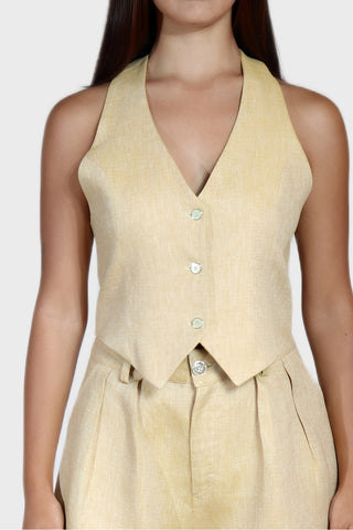 Open Back Linen Vest