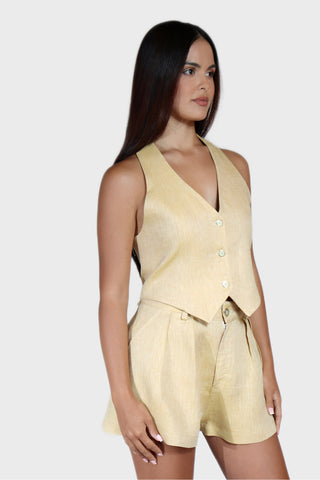 Open Back Linen Vest