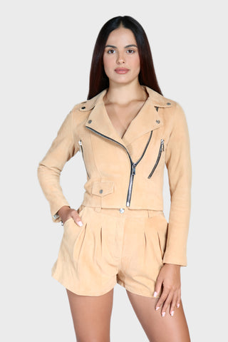 Pleated Suede Shorts