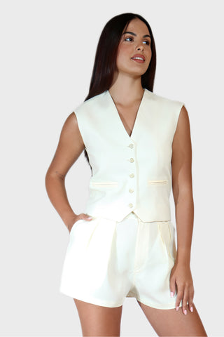 Tailored Linen Leather Vest