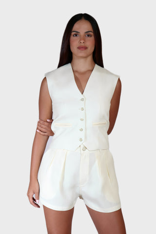 Tailored Linen Leather Vest