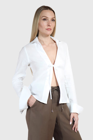 Tie Front Linen Blouse